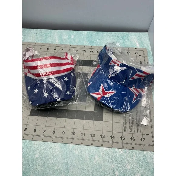 Patriotic American Flag Stars Striped Sun Visor Caps 2 Pack - Picture 3 of 3